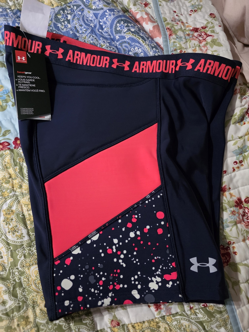 Under Armour Navy and Hot Pink Women’s Compression Bike Shorts